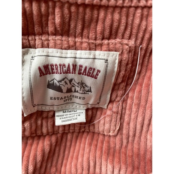 AMERICAN EAGLE Pink Corduroy Button up Blouse Balloon Sleeves Size M - Picture 4 of 4